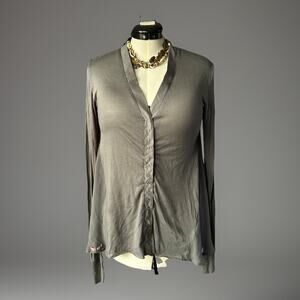 Talia Hancock Women’s Light Long Sleeve Snap Front Office Lagenlook Layers L